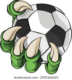 A soccer football claw sports illustration of an eagle or animal monster hand holding ball