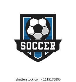 Soccer or Football club emblem logo badge design. Sport team vector illustration template