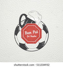 Soccer Football Club. Sport Team. Detailed elements. Old retro vintage grunge. Typographic labels, stickers, logos and badges. Flat vector illustration