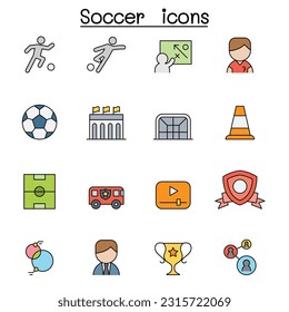 Soccer, Football color line icon set