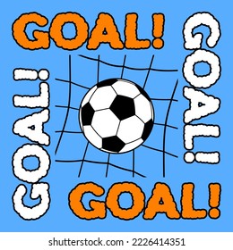 Soccer football concept with ball and goal net. Vector illustration