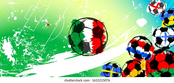 soccer or football, design template or background, great soccer event, copy space