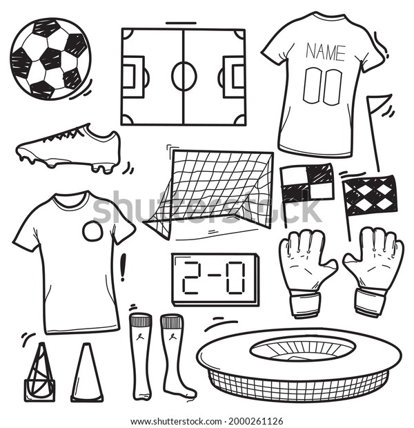 Soccer Football Famous Sports Traditional Doodle Stock Vector (royalty 