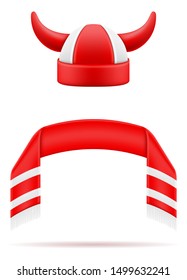 soccer football fans attribute scarf and hat vector illustration isolated on white background