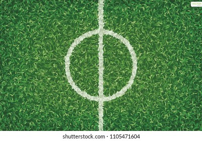 Soccer football field background with center line area. Vector illustration.