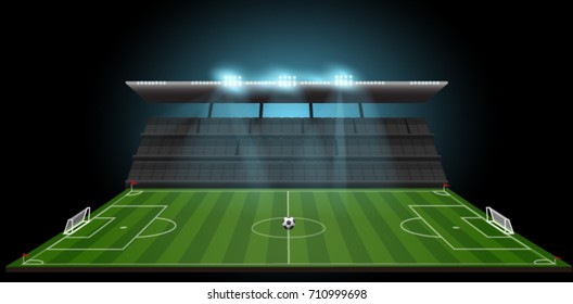 soccer football field and ball with spotlight and abstract glitter light on soccer stadium,soccer sport vector background concept