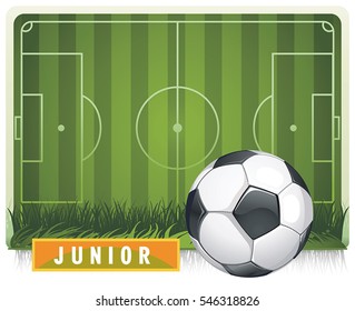 Soccer football field with ball. Vector concept. Abstract poster for sport design. Beautiful illustration with place for your text, eps8