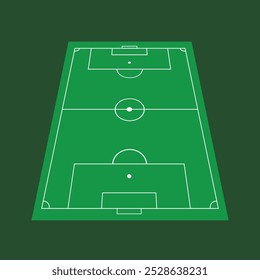 Soccer Football Field Flat Grass Classic Perspective View Vector