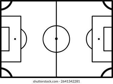 Soccer football field outline design on transparent background