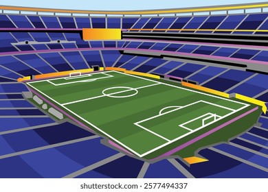 Soccer Football Field Stadium Vibrant Colorful Vector for Background