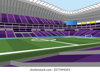 Soccer Football Field Stadium Vibrant Colorful Vector for Background