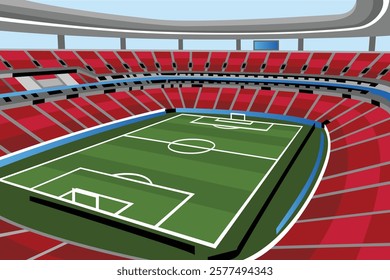 Soccer Football Field Stadium Vibrant Colorful Vector for Background