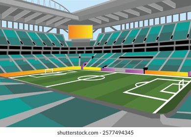 Soccer Football Field Stadium Vibrant Colorful Vector for Background