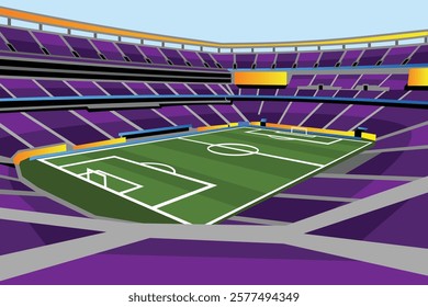 Soccer Football Field Stadium Vibrant Colorful Vector for Background