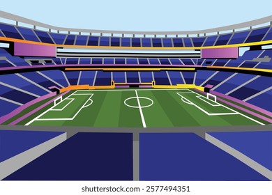 Soccer Football Field Stadium Vibrant Colorful Vector for Background