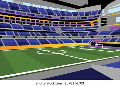 Soccer Football Field Stadium Vibrant Colorful Vector for Background