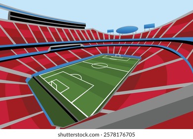 Soccer Football Field Stadium Vibrant Colorful Vector for Background