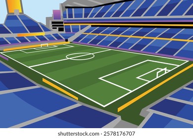 Soccer Football Field Stadium Vibrant Colorful Vector for Background