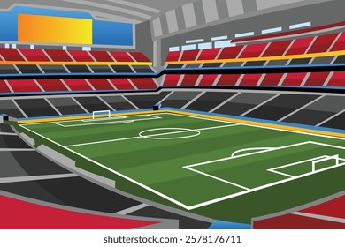 Soccer Football Field Stadium Vibrant Colorful Vector for Background