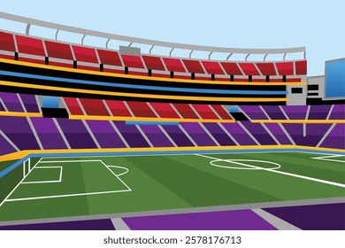 Soccer Football Field Stadium Vibrant Colorful Vector for Background