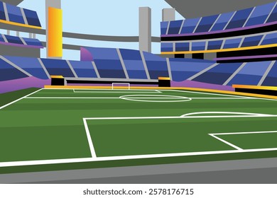 Soccer Football Field Stadium Vibrant Colorful Vector for Background