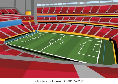 Soccer Football Field Stadium Vibrant Colorful Vector for Background