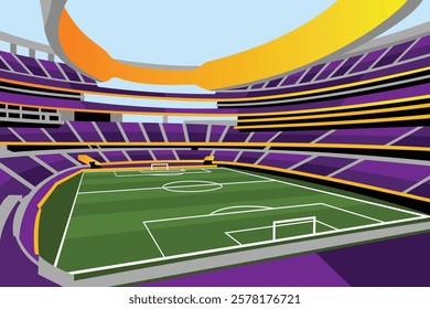 Soccer Football Field Stadium Vibrant Colorful Vector for Background