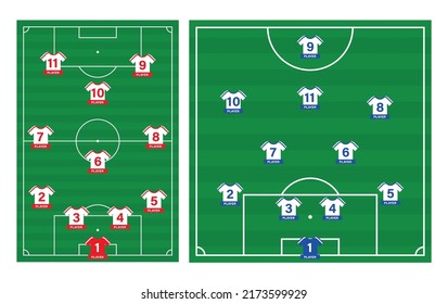 Soccer football field teams players vector