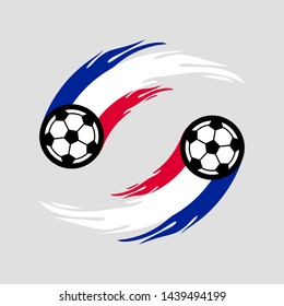 Soccer or football with fire tail in France flag.