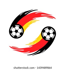 Soccer Or Football With Fire Tail In Germany Flag.