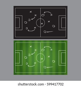 Soccer Or Football Game Strategy Plan. Realistic Blackboard. Vector Illustration. Sport Infographics Element.