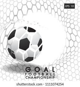 soccer football in goal net background white vector illustration eps 10