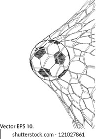 Soccer Football in Goal Net Vector Sketch Up, EPS 10.