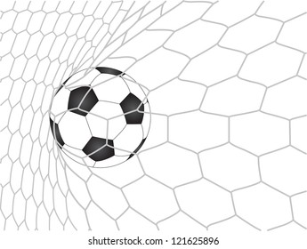 Soccer Football In Goal Net Vector, EPS 10.