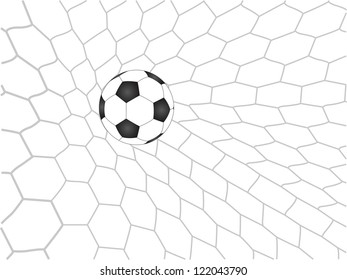 Soccer Football in Goal Net Vector, EPS 10.