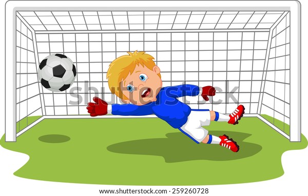 Soccer football\
goalie keeper saving a goal\
