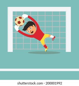 Soccer football goalkeeper in action
