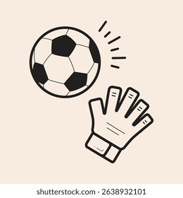 Soccer Football goalkeeper glove outline icon saving a goal ball