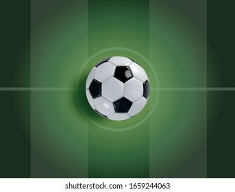 Soccer or Football Green Banner With 3d Ball on green field