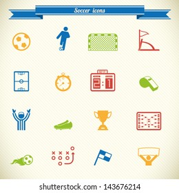 Soccer, football icon set in color