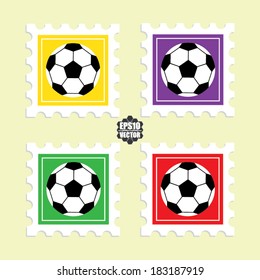 Soccer or football  icons set and colorful background - vector