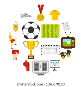 Soccer football icons set in flat style isolated vector illustration