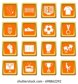 Soccer football icons set in orange color isolated vector illustration for web and any design