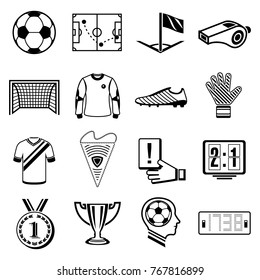 Soccer football icons set. Simple illustration of 16 soccer football vector icons for web