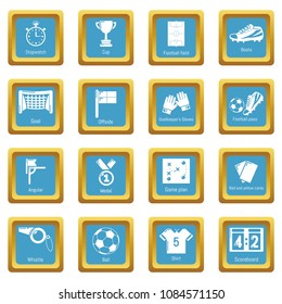Soccer football icons set vector sapphirine square isolated on white background 