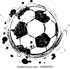 soccer / football illustration, free copy space, with soccer ball, grungy 