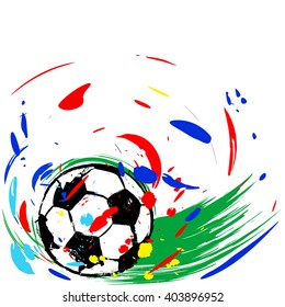 soccer / football illustration, free copy space, with soccer ball