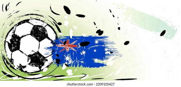 soccer or football illustration for the great soccer event with paint strokes and splashes, australia national colors