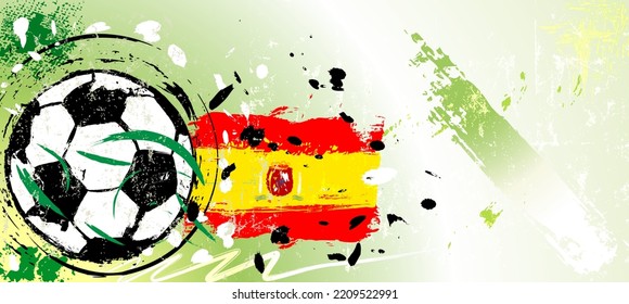 soccer or football illustration for the great soccer event with paint strokes and splashes, spain national colors