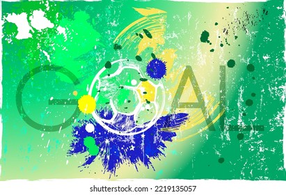 soccer or football illustration for the great soccer event, with paint strokes and splashes, brazil national color